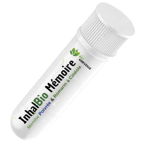 Inhalateur BioMerveille vu de côté, capuchon dévissé