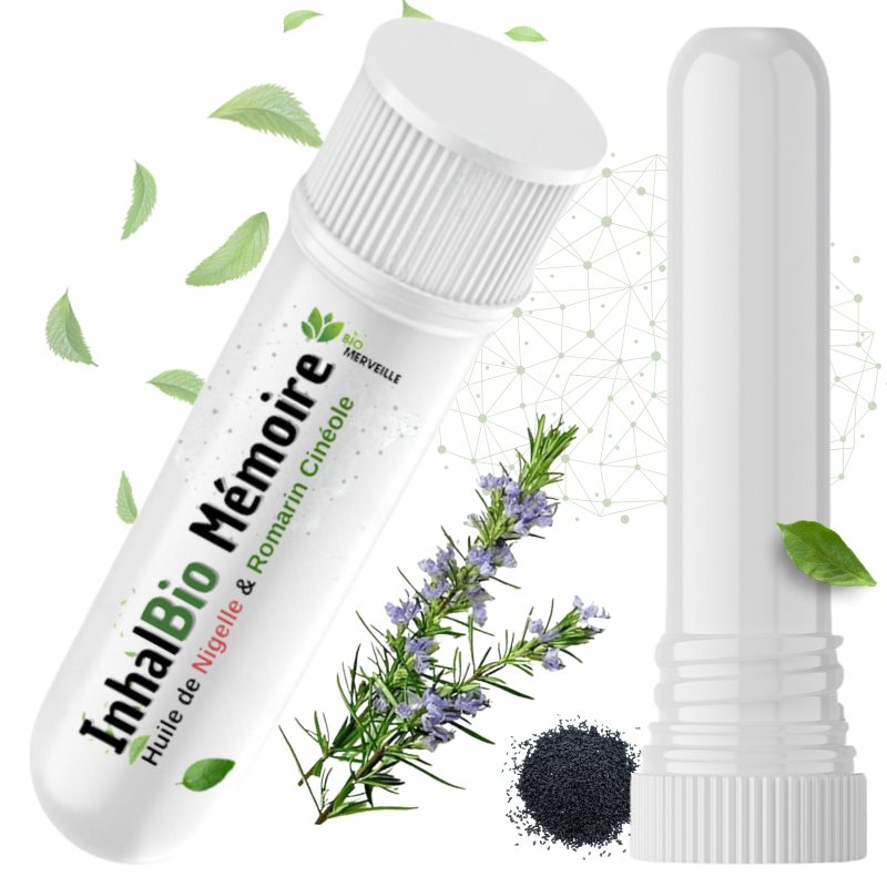 InhalBio Mémoire - Boost Mémoire Naturel - Boostez Votre Mémoire Naturellement - Inhalateur - Inhaleur Mémoire - Huile Essentielle - Romarin à Cinéole Bio